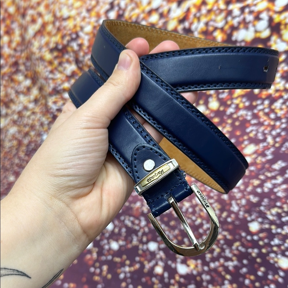 Vintage Versace Navy Leather Belt